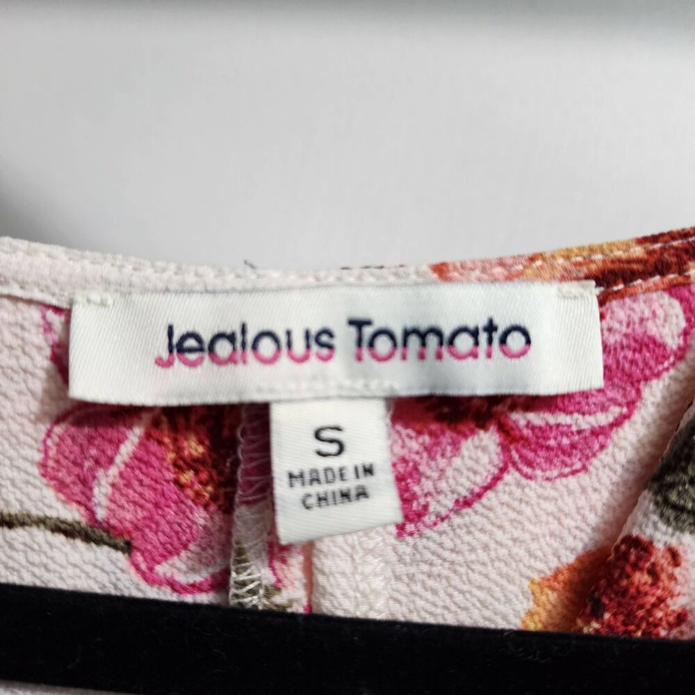 Jealous Tomato Blouse Womens Size Small Blue Wrap Floral Print Tie Waist Boho Ch - Picture 3 of 4